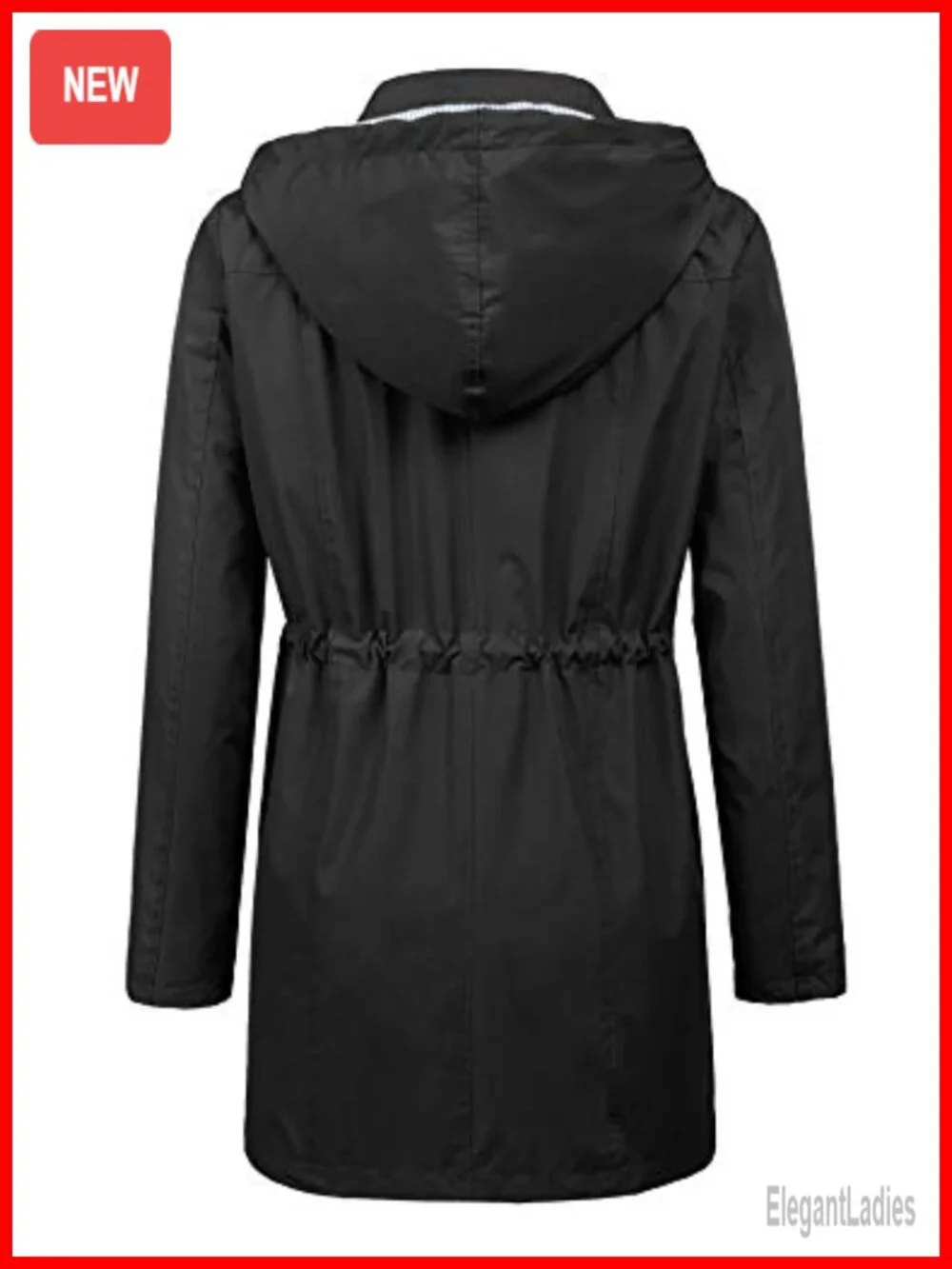 Waterproof Long Hooded Trench Coat Lined Windbreaker Travel Jacket